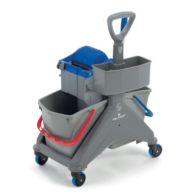 Chariot de lavage ONE FRED 2x15L avec presse à plat et bac