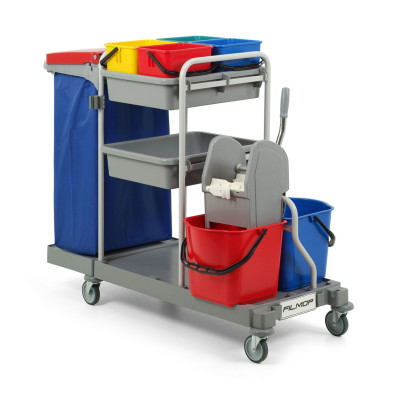 Chariot de ménage lavage grand modele avec presse à mâchoire