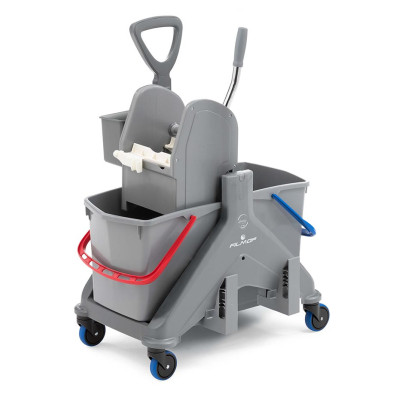 Chariot de lavage ONE FRED 2x15L avec presse mâchoire et bac Chariot de lavage ONE FRED 2x15L avec presse mâchoire et bac